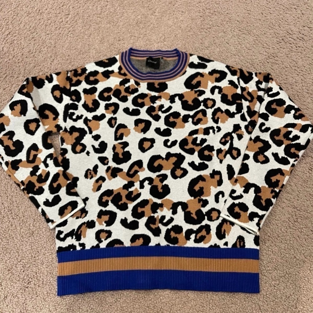 Women's CLICHE leopard print thick wool blend sweater - Picture 9 of 10